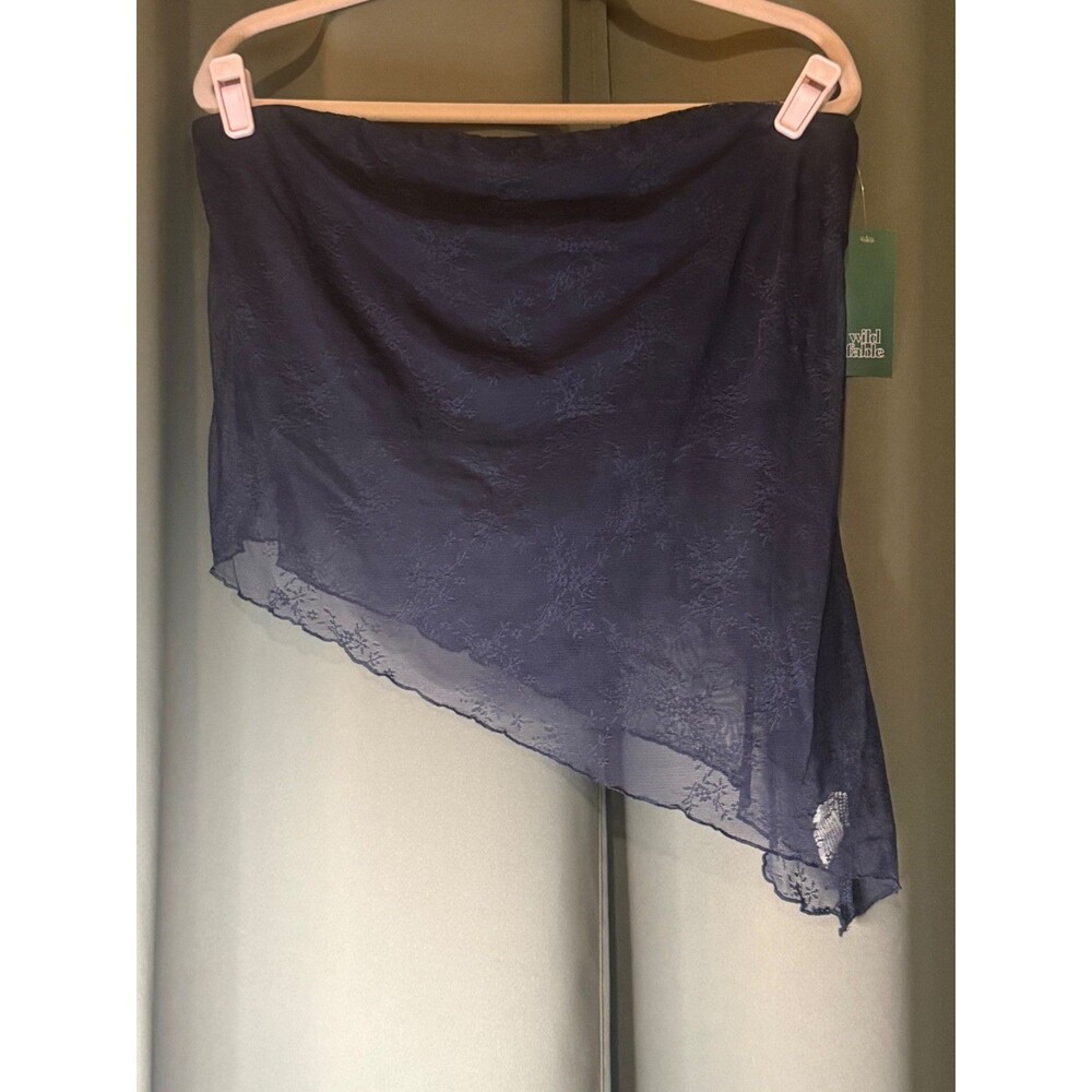 Wild Fable Navy Floral Lace Asymmetrical Hanky Hem Tube Top Strapless XL NEW